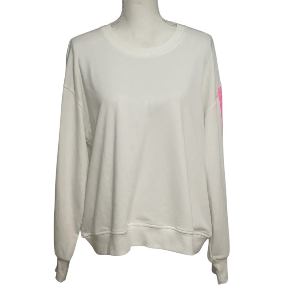 Celestial Blue White Crewneck with Pink/Orange Longsleeve Sequin Sweatshirt NWT